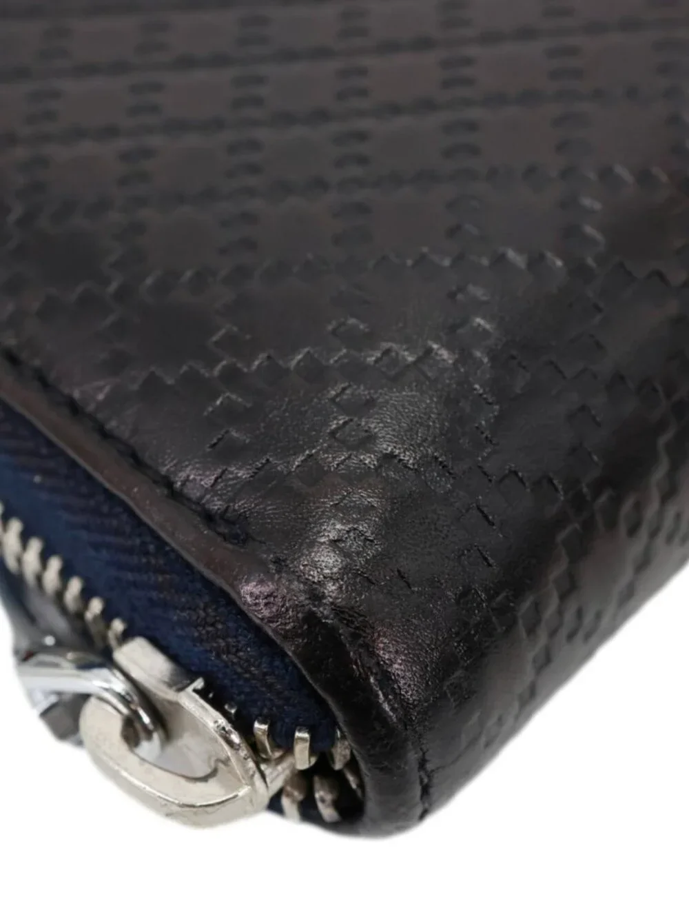 Gucci  Diamante Leather Long Wallet Navy Blue 307990